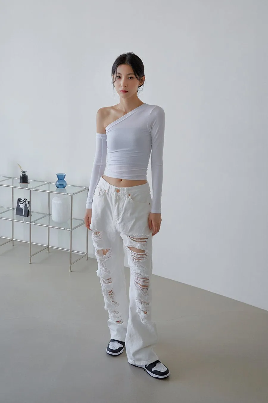 One Shoulder Cut Out Crop Top sold by Lewkin product image thumbnail 4