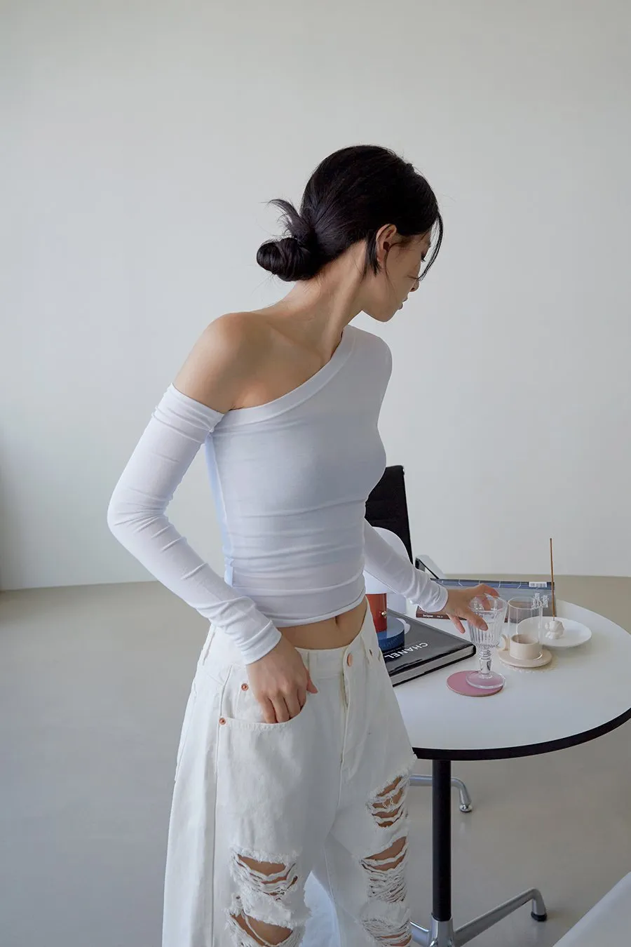 One Shoulder Cut Out Crop Top sold by Lewkin product image thumbnail 2