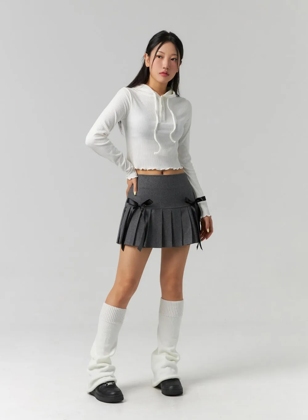 Ribbon Pleated Mini Skirt CS320 sold by Lewkin