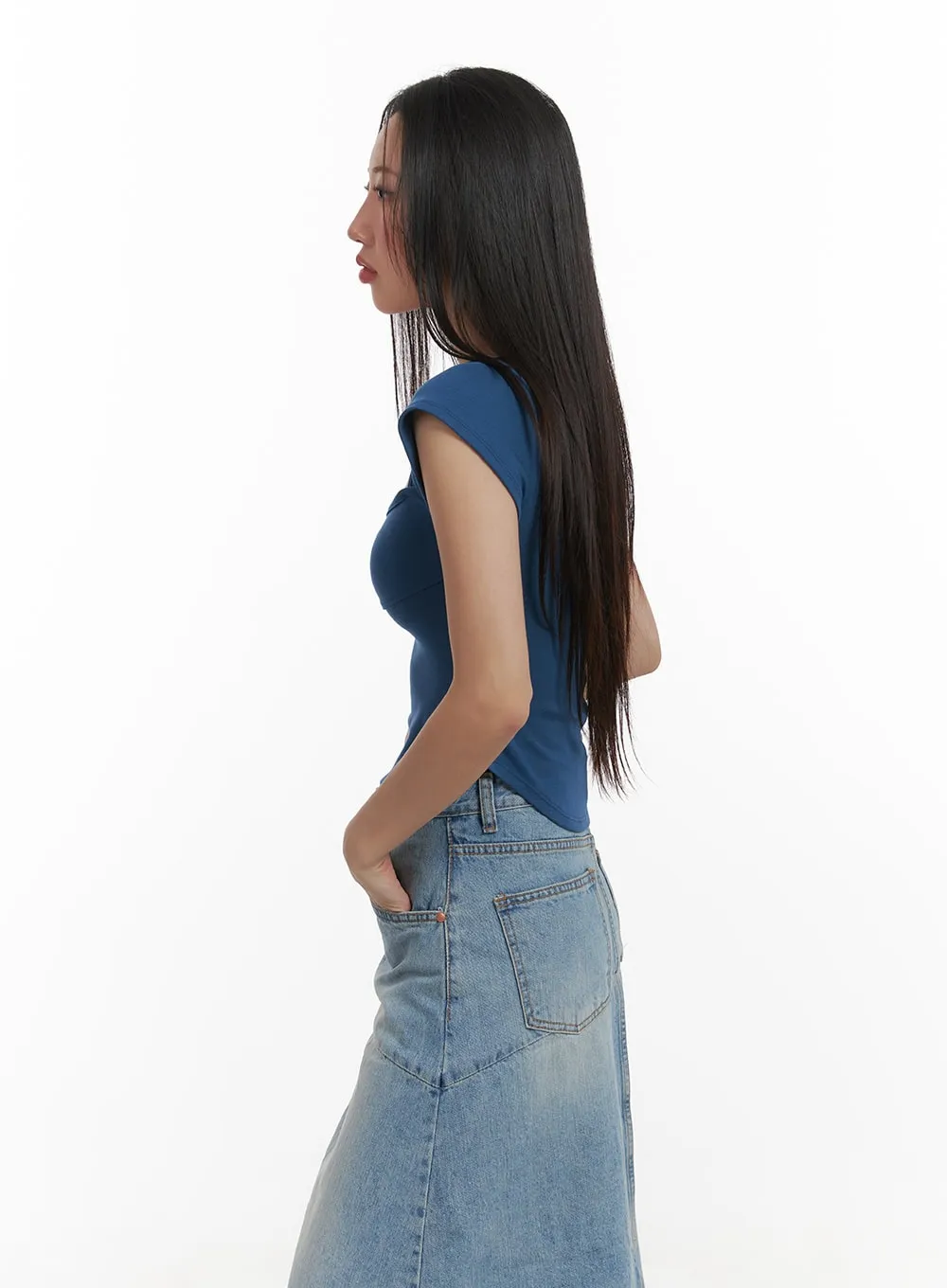 Sweetheart Shirred Tee CY403 sold by Lewkin product image thumbnail 4