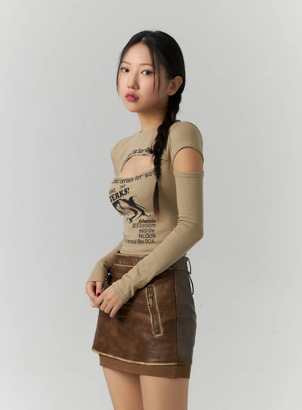 Graphic Cut-Out Crop Tee CD307 sold by Lewkin product image thumbnail 5