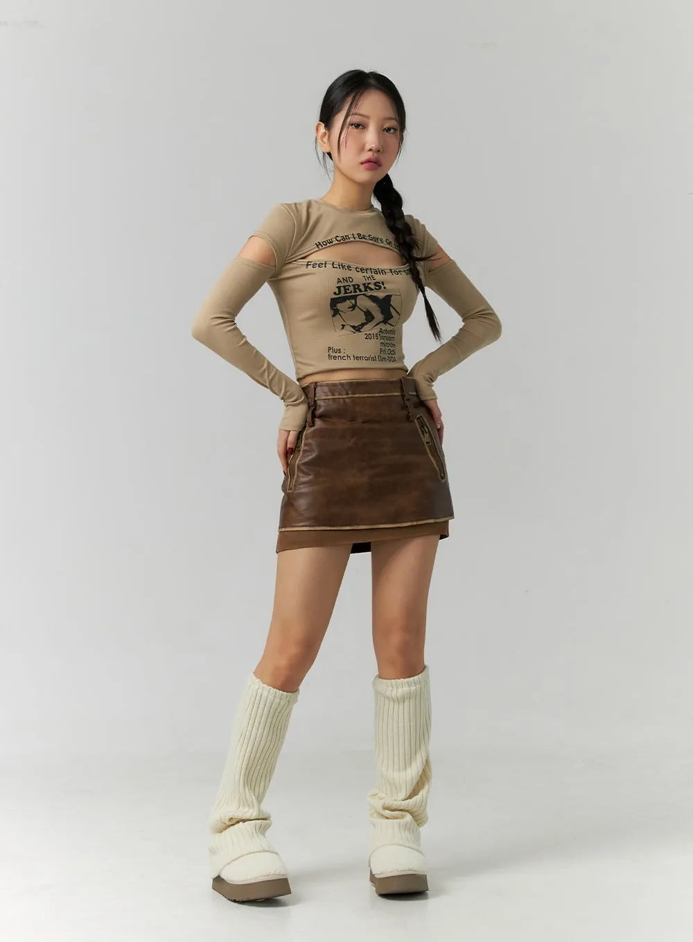 Graphic Cut-Out Crop Tee CD307 sold by Lewkin product image thumbnail 3