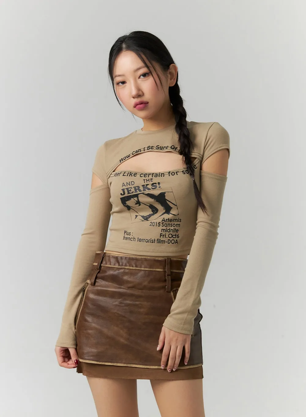 Graphic Cut-Out Crop Tee CD307 sold by Lewkin product image thumbnail 4