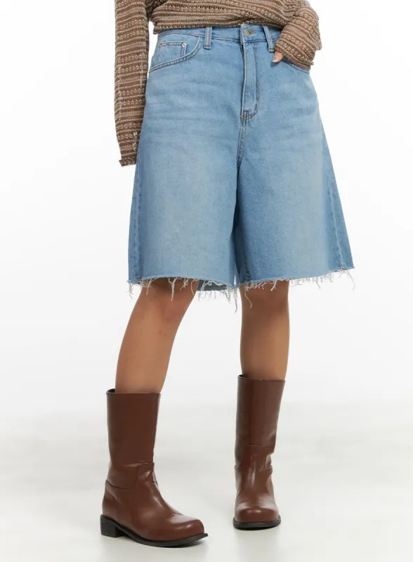 Light Washed Denim Wide Leg Jorts CY420 sold by Lewkin