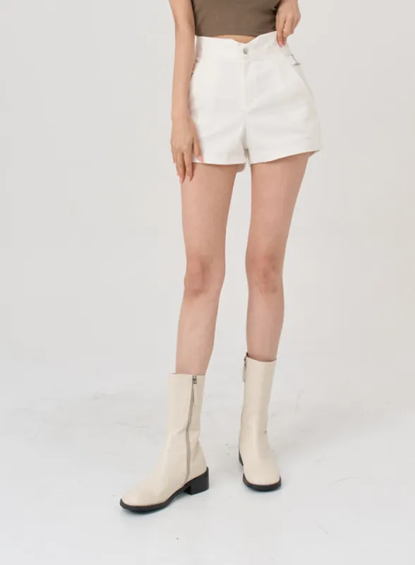 Side Belt Slit High Waist Short Pants IG18 sold by Lewkin