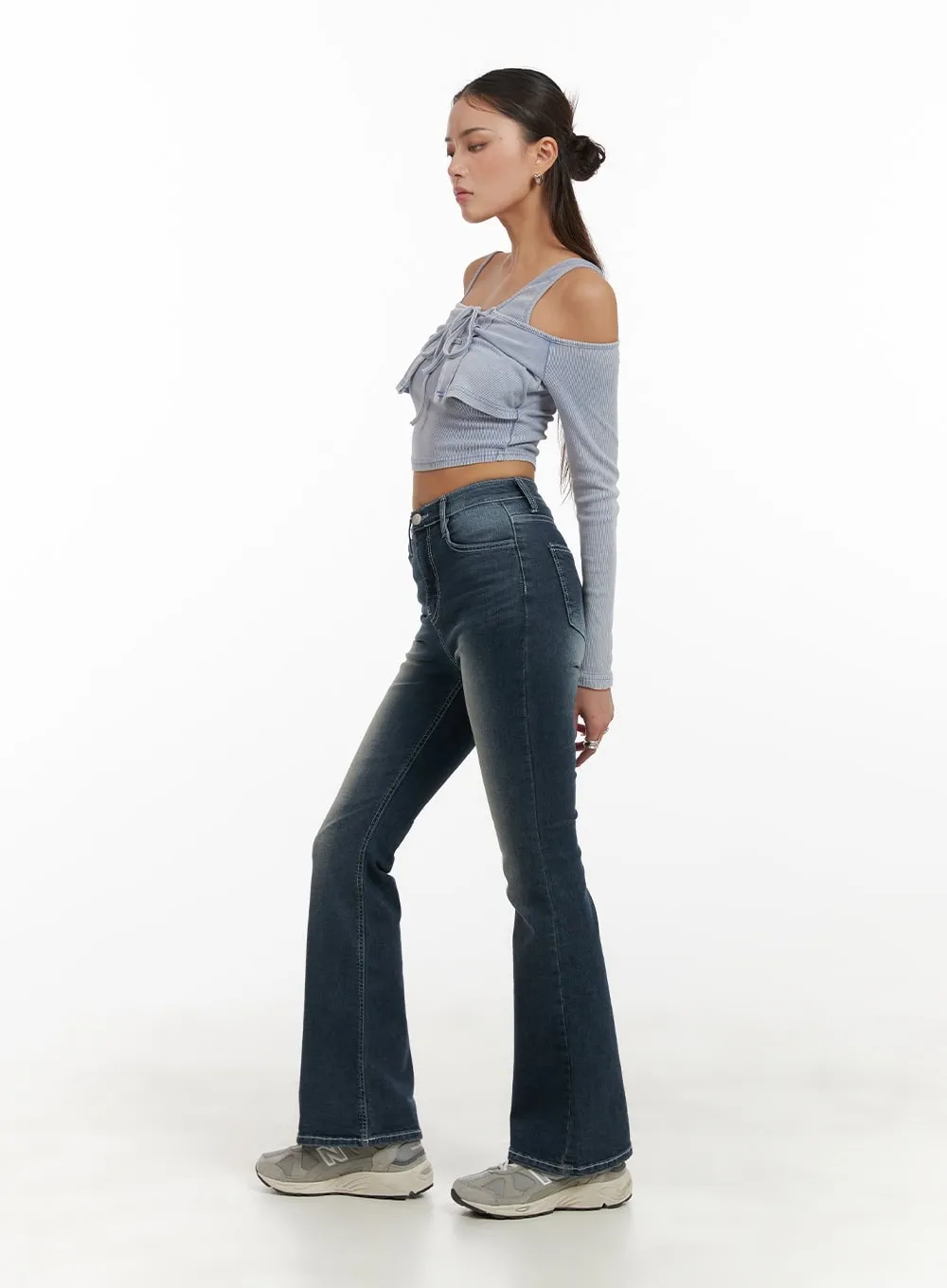 Washed Denim Slim Fit Bootcut Jeans CY402 sold by Lewkin product image thumbnail 4