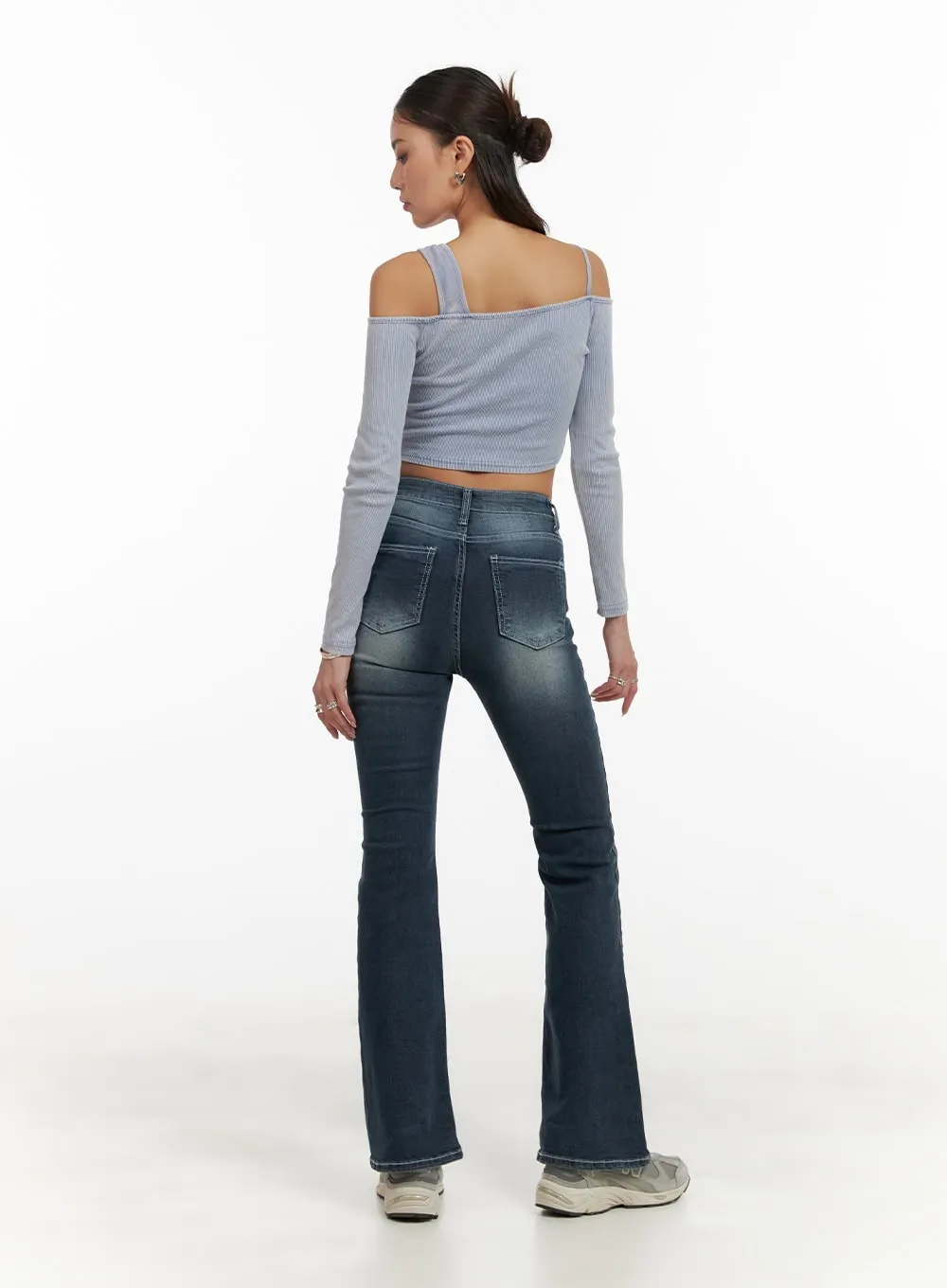 Washed Denim Slim Fit Bootcut Jeans CY402 sold by Lewkin product image thumbnail 5