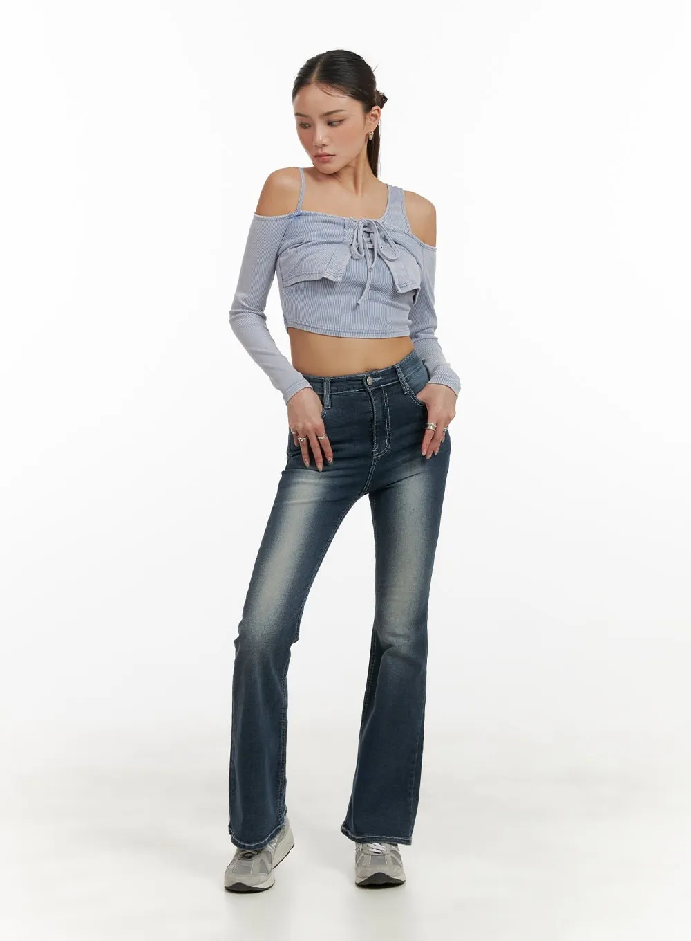 Washed Denim Slim Fit Bootcut Jeans CY402 sold by Lewkin product image thumbnail 3