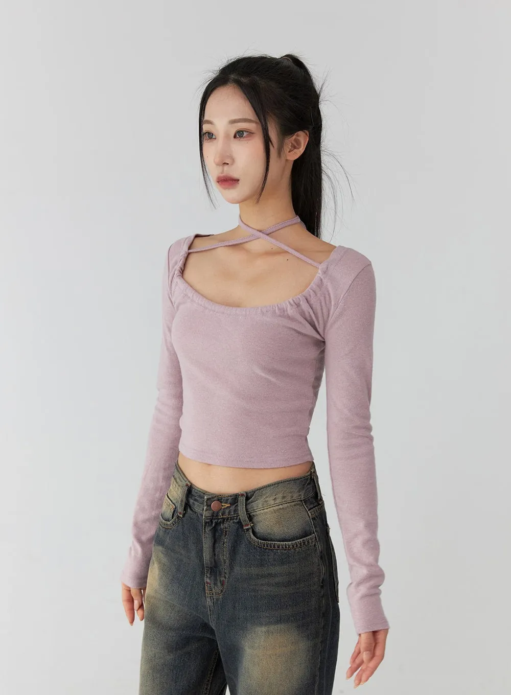 Cross Halter Neck Crop Top CD322 sold by Lewkin product image thumbnail 5