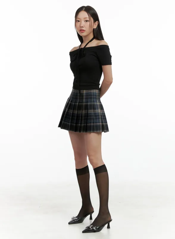 Plaid Pleated Mini Skirt OL401 sold by Lewkin