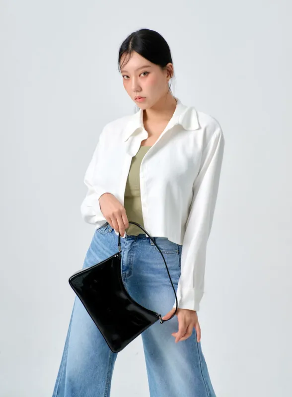 Cropped Button Shirt IJ331 sold by Lewkin