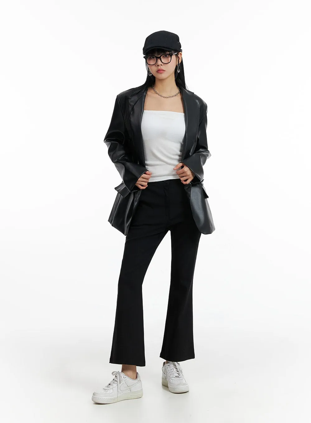 High Waist Solid Flared Trousers IF402 sold by Lewkin product image thumbnail 3