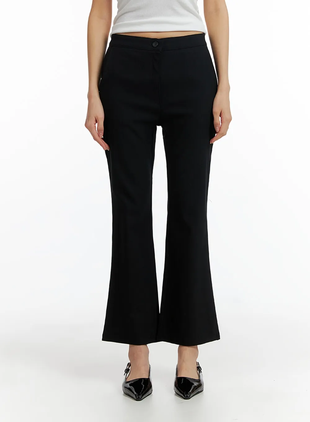 High Waist Solid Flared Trousers IF402 sold by Lewkin product image thumbnail 2