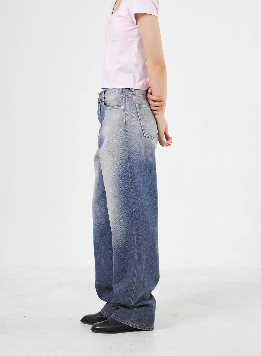 Pink Wash Wide Leg Jeans OA305 sold by Lewkin product image thumbnail 2