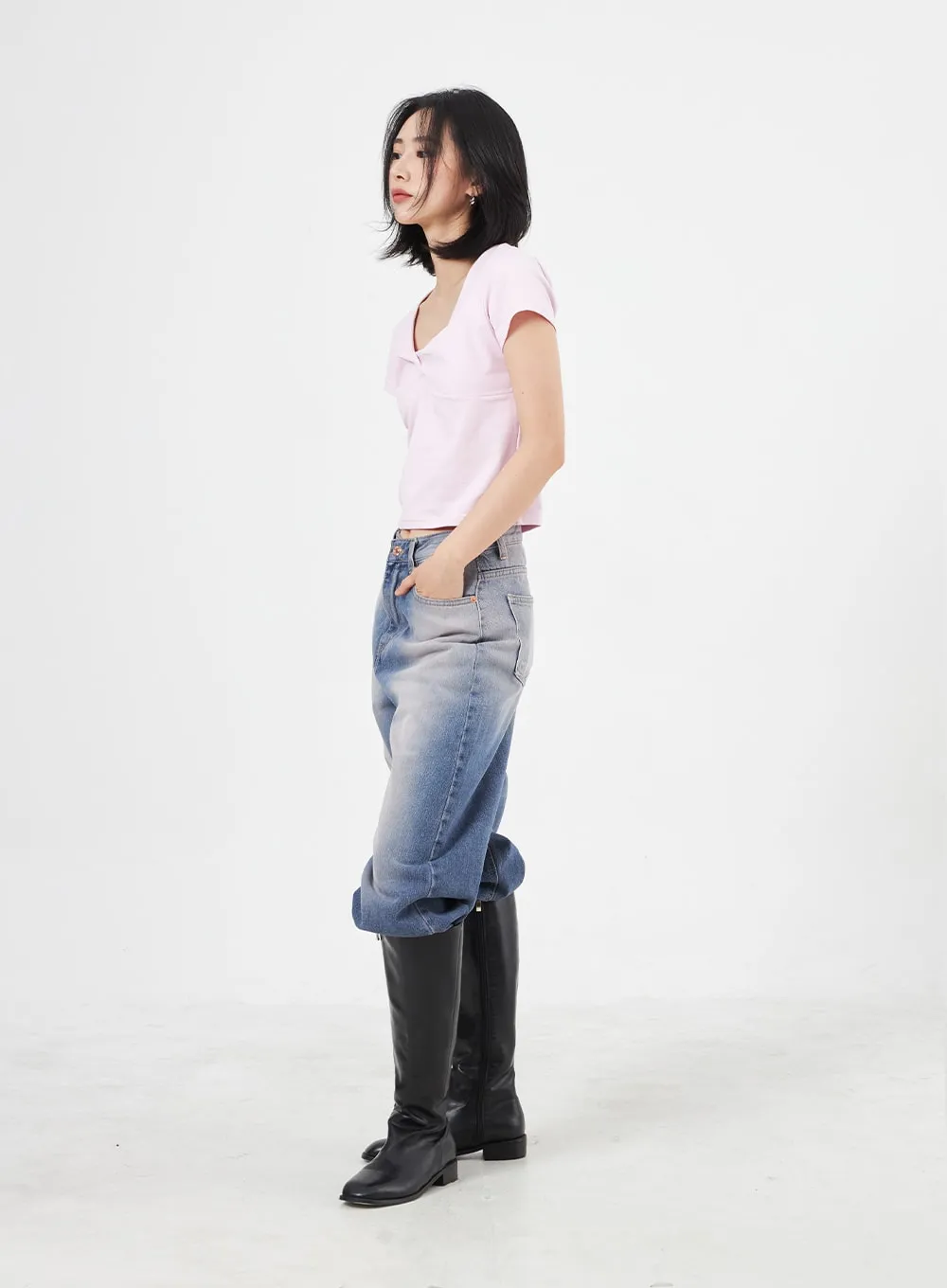 Pink Wash Wide Leg Jeans OA305 sold by Lewkin product image thumbnail 5