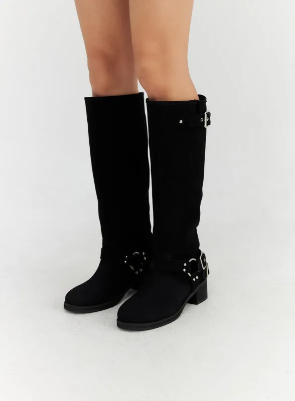 Buckle Faux Leather Boots CN315 sold by Lewkin