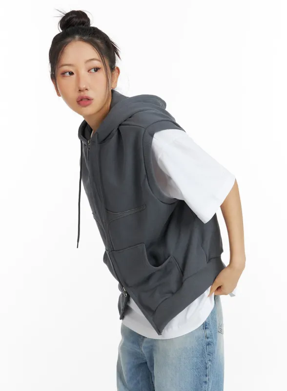 Two-Way Zip Hoodie Vest CF419 sold by Lewkin
