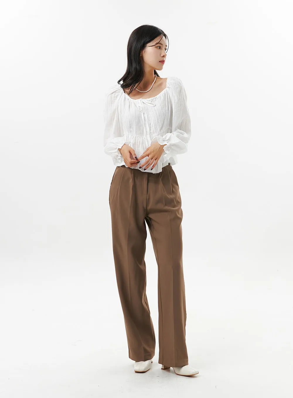 Pintuck Tailored Pants OO312 sold by Lewkin product image thumbnail 3