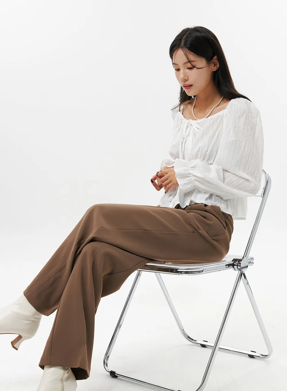 Pintuck Tailored Pants OO312 sold by Lewkin