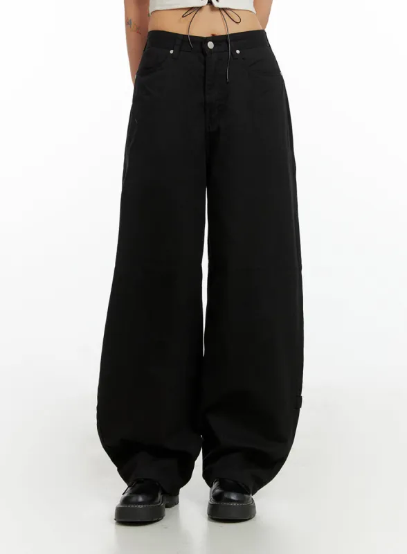 Solid Structured Baggy Pants CL415 sold by Lewkin