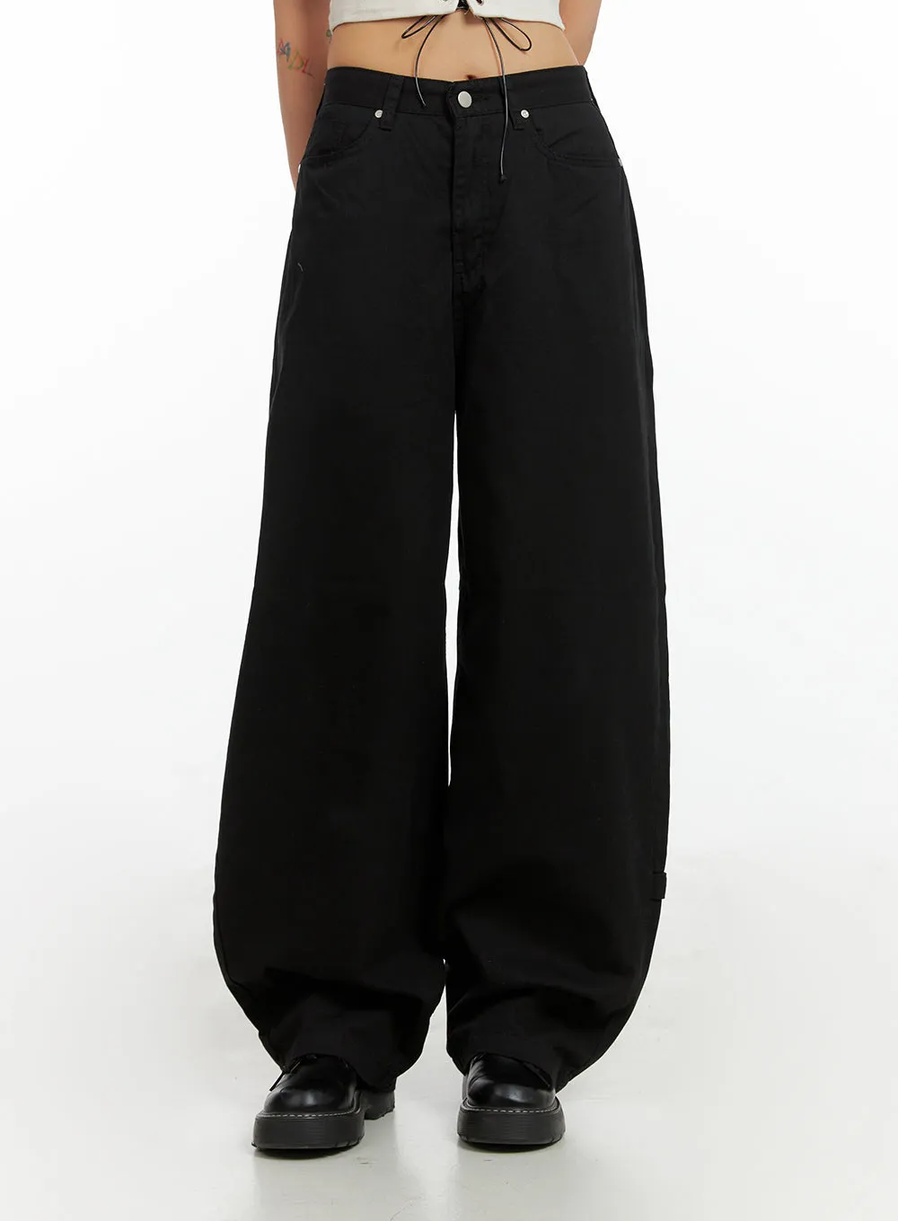 Solid Structured Baggy Pants CL415 sold by Lewkin