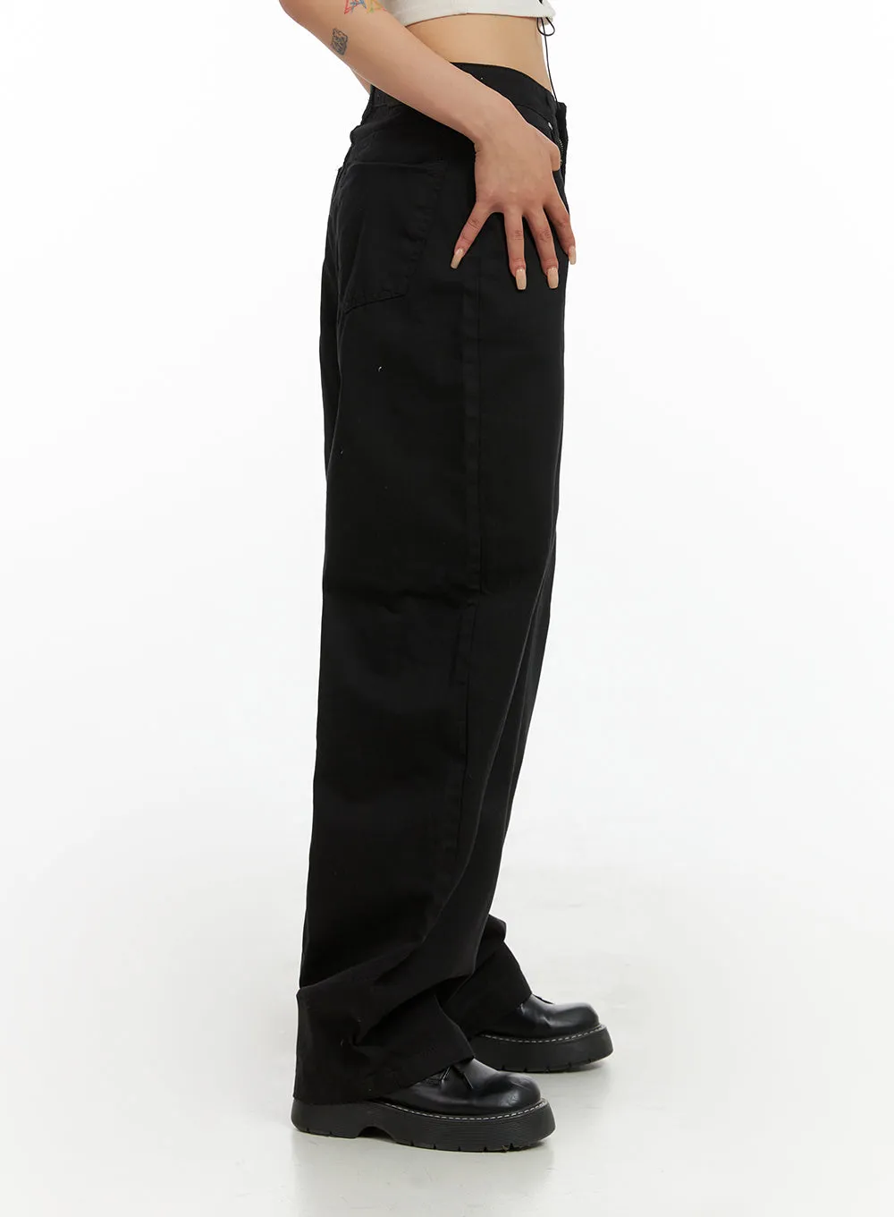 Solid Structured Baggy Pants CL415 sold by Lewkin product image thumbnail 4