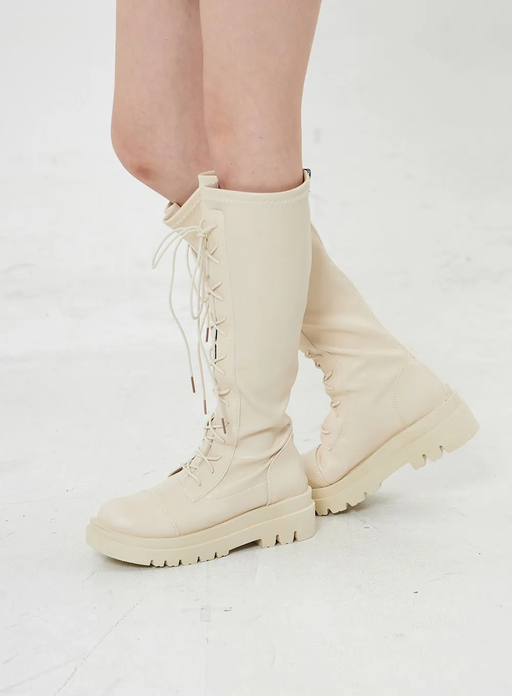 Thick Platform Lace-Up High Boots BO25 sold by Lewkin