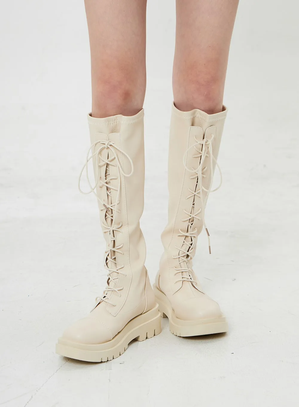 Thick Platform Lace-Up High Boots BO25 sold by Lewkin product image thumbnail 2
