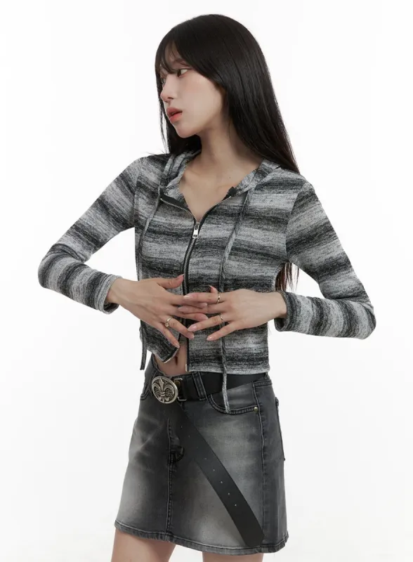 Gradient Stripe Crop Hoodie CA426 sold by Lewkin