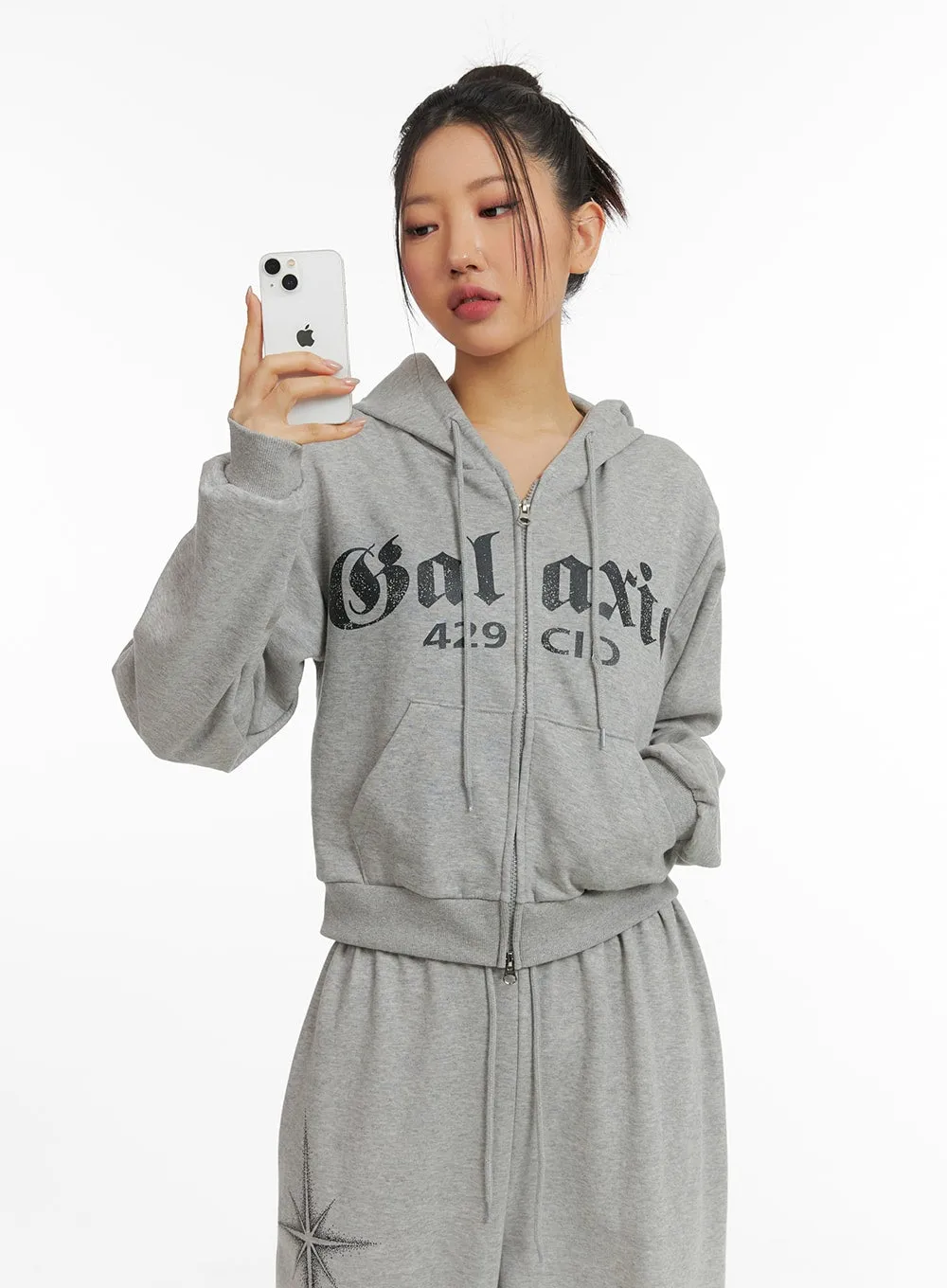 Galaxy Lettering Zip Hoodie with Drawstring CJ429 sold by Lewkin product image thumbnail 5