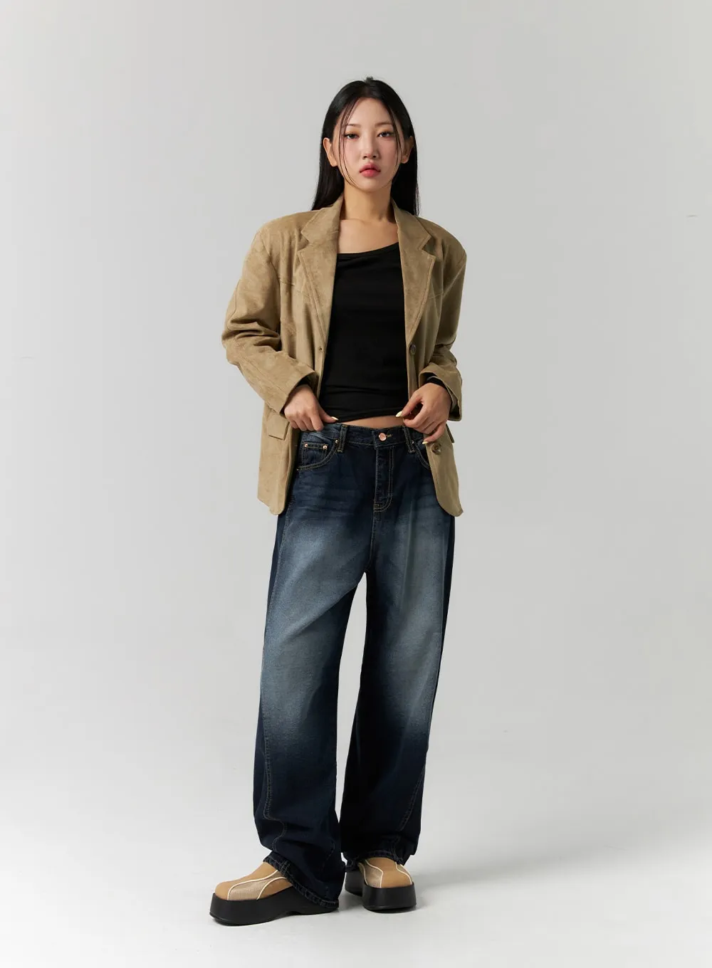 Washed Wide Leg Jeans CS312 sold by Lewkin product image thumbnail 4