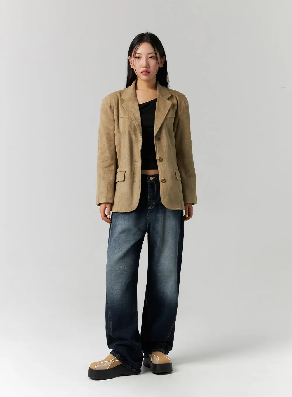 Washed Wide Leg Jeans CS312 sold by Lewkin product image thumbnail 3