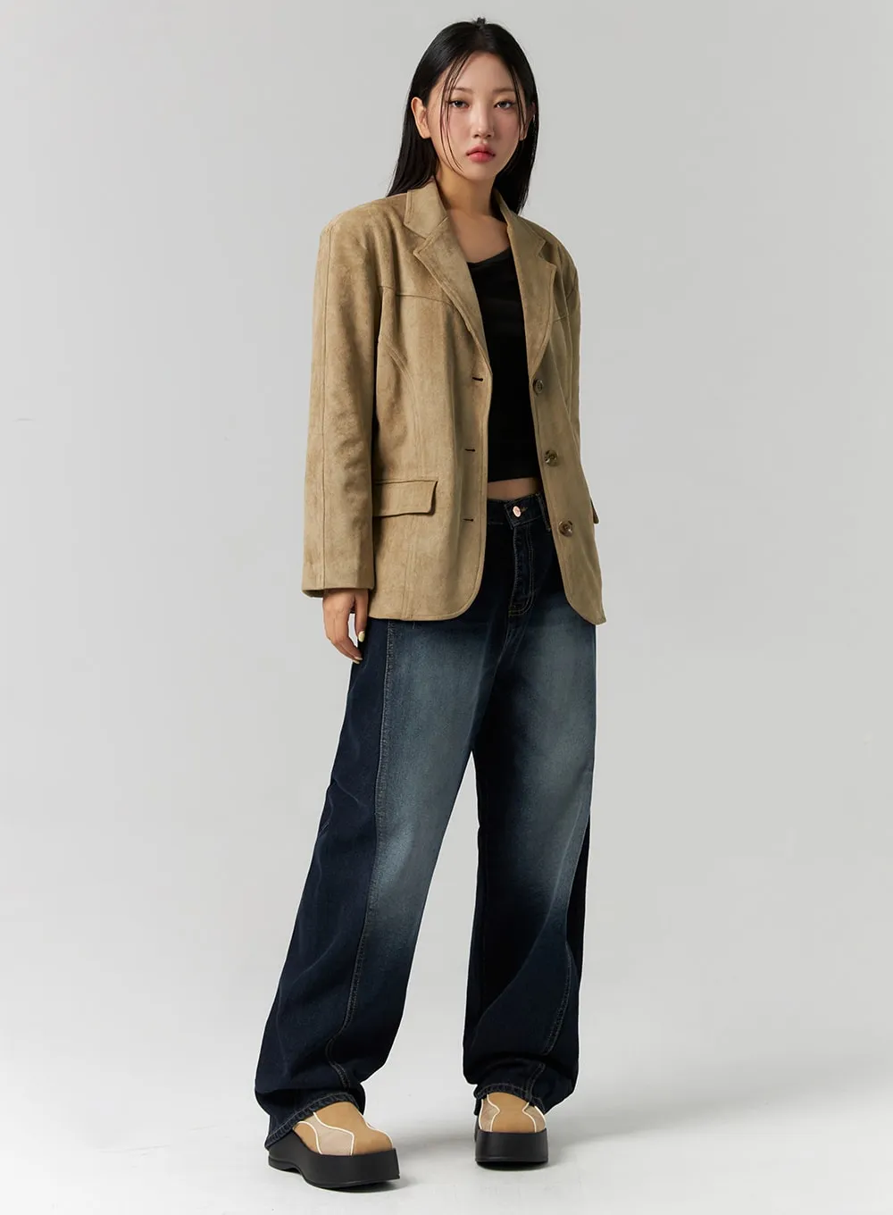 Washed Wide Leg Jeans CS312 sold by Lewkin