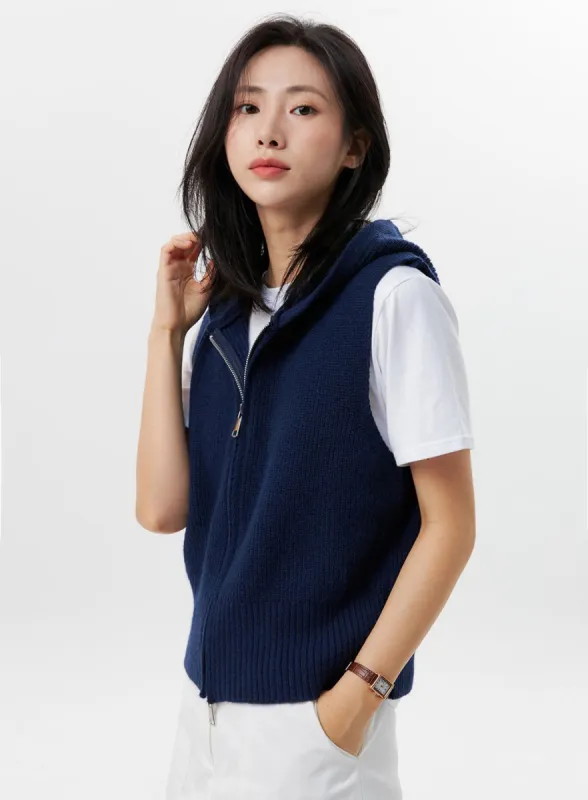 Sleeveless Zip-Up Hooded Vest OG318 sold by Lewkin
