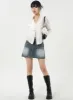 Blue Denim Mini Skirt CA327 sold by Lewkin