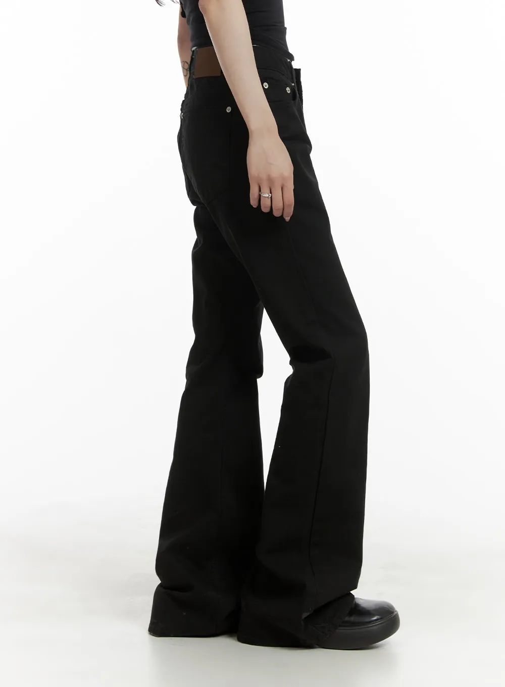Solid Bootcut Pants CA408 sold by Lewkin product image thumbnail 3