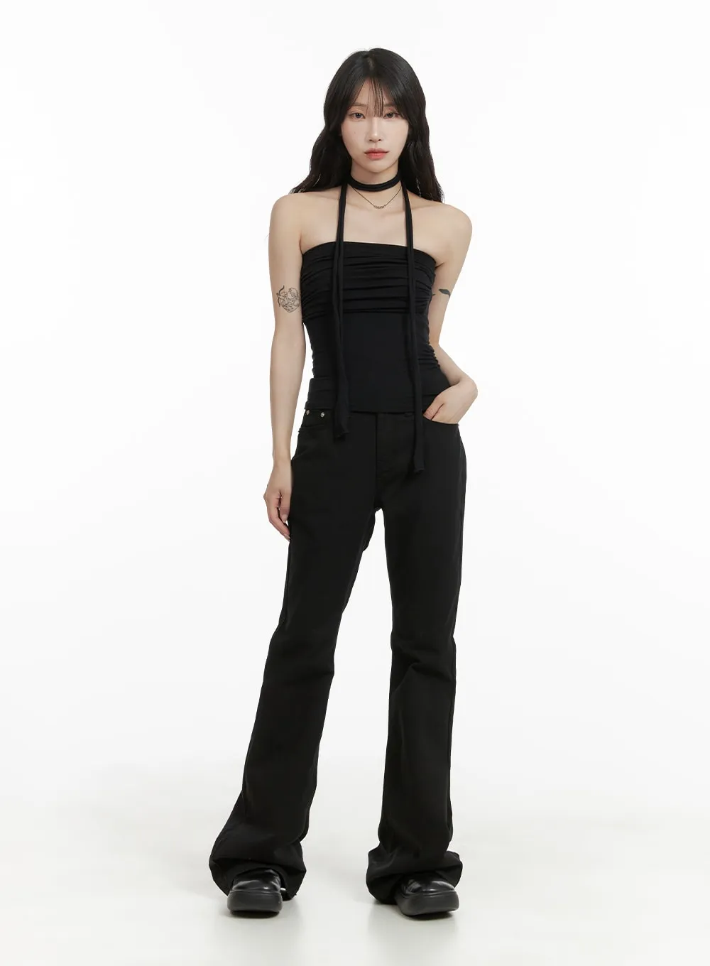 Solid Bootcut Pants CA408 sold by Lewkin product image thumbnail 2