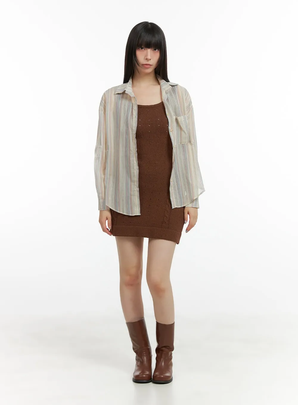 Cotton Stripe Button-Up Blouse CL422 sold by Lewkin product image thumbnail 2