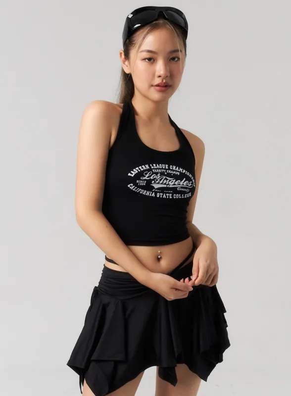 Halter Neck Cropped Top CU330 sold by Lewkin