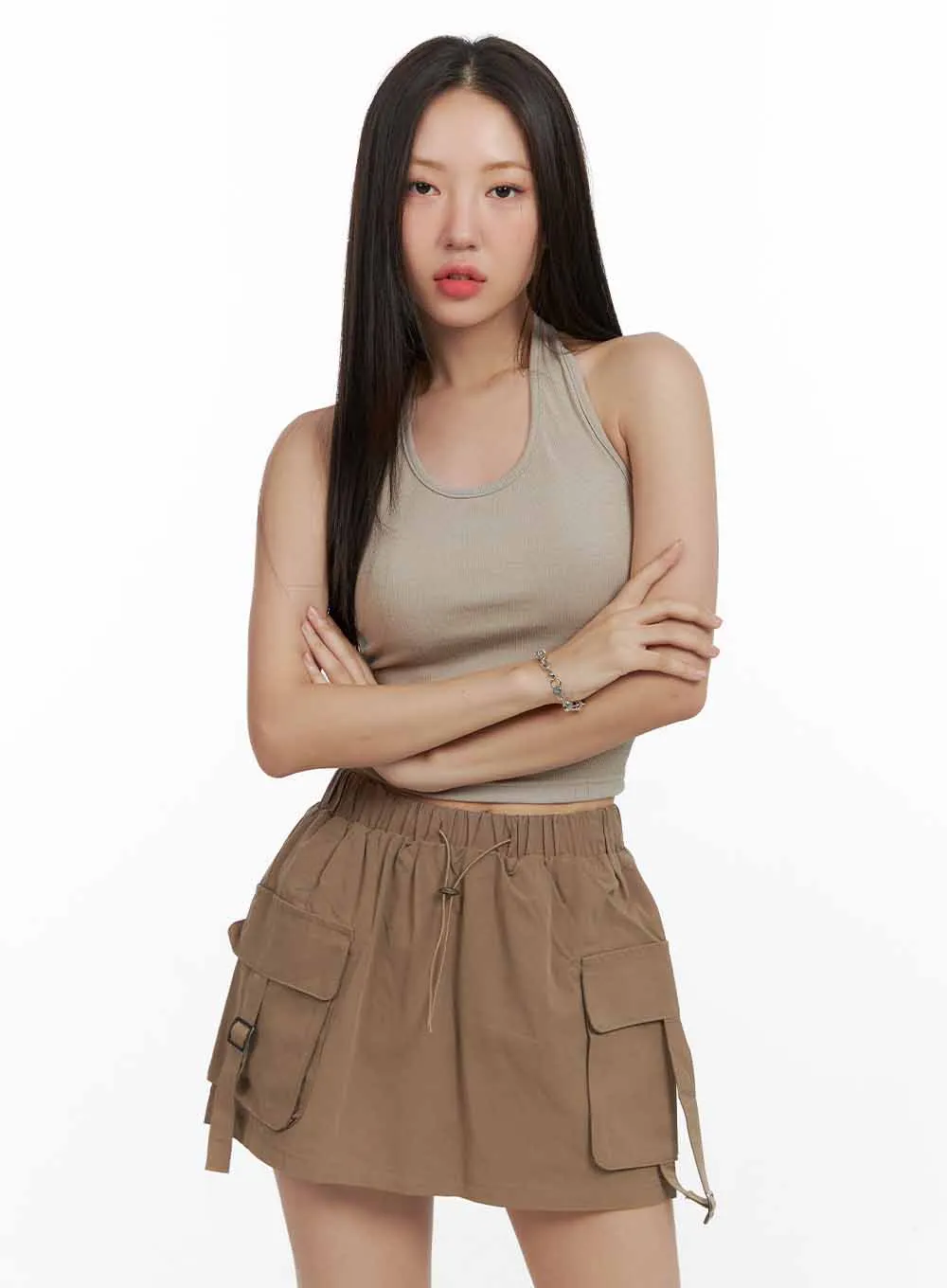 Solid Halter Slim Crop Top OL408 sold by Lewkin product image thumbnail 4