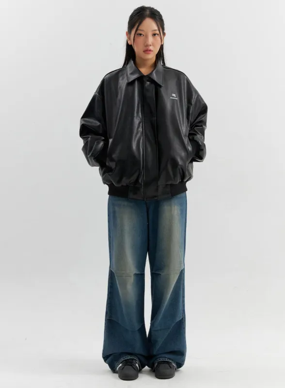 Pintuck Baggy Jeans CO304 sold by Lewkin