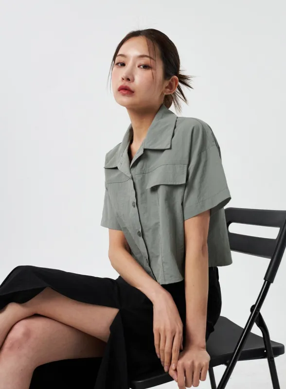 Short Sleeve Cropped Shirt CY303 sold by Lewkin