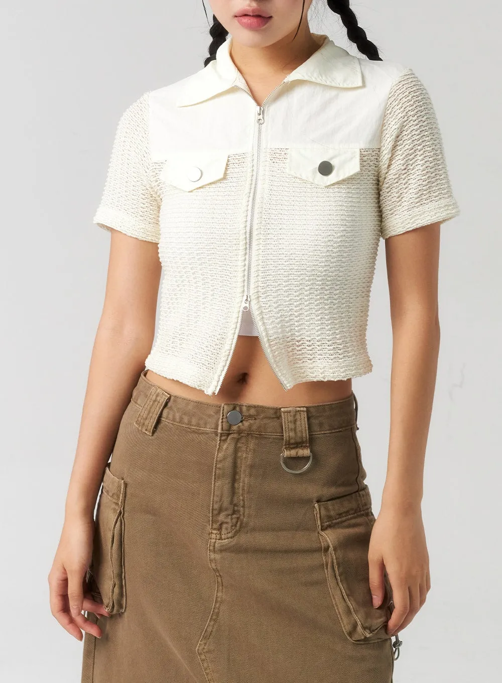 Mesh Zip-Up Top CU323 sold by Lewkin product image thumbnail 2