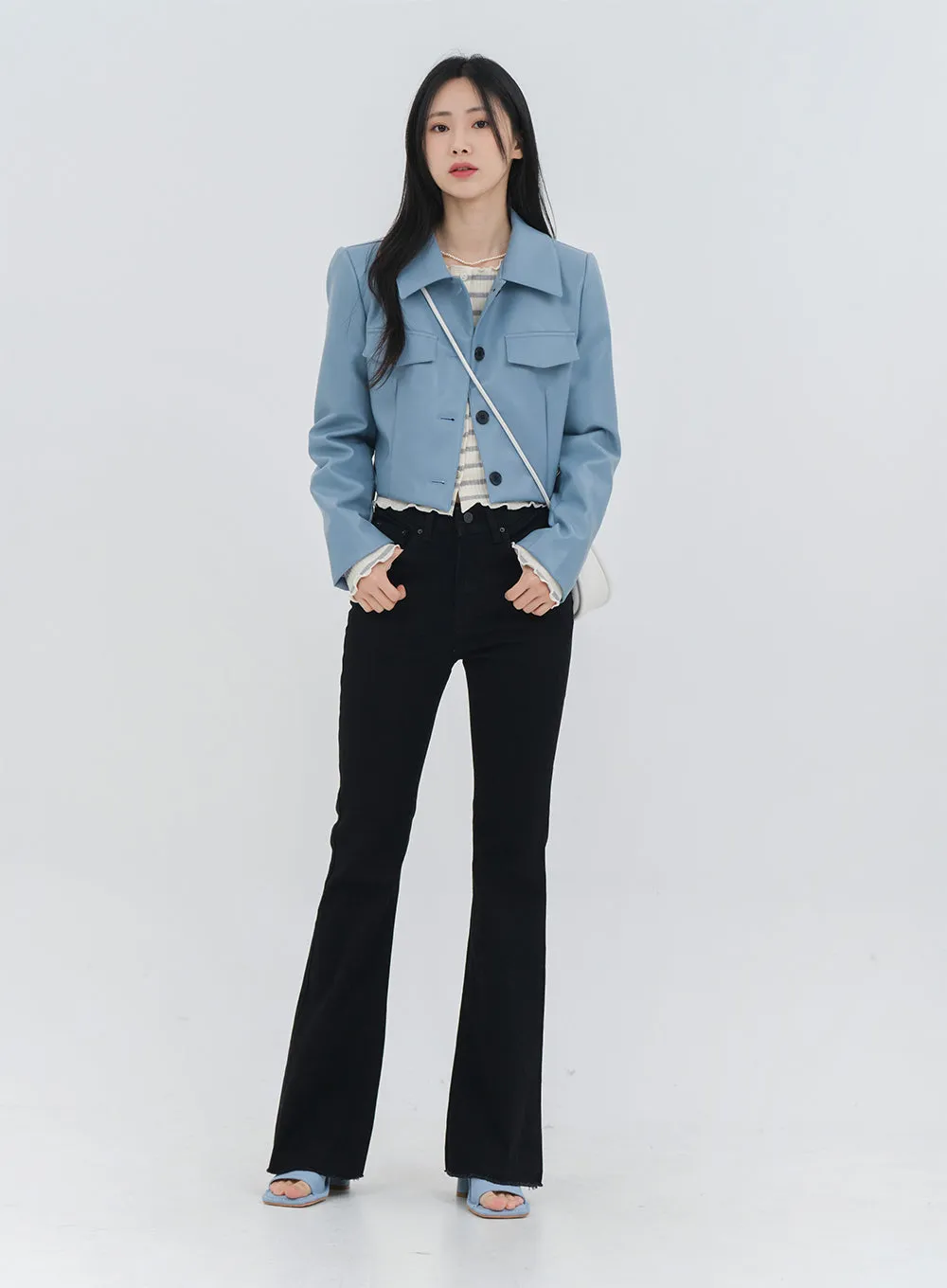 Faux Leather Cropped Jacket OM10 sold by Lewkin product image thumbnail 5