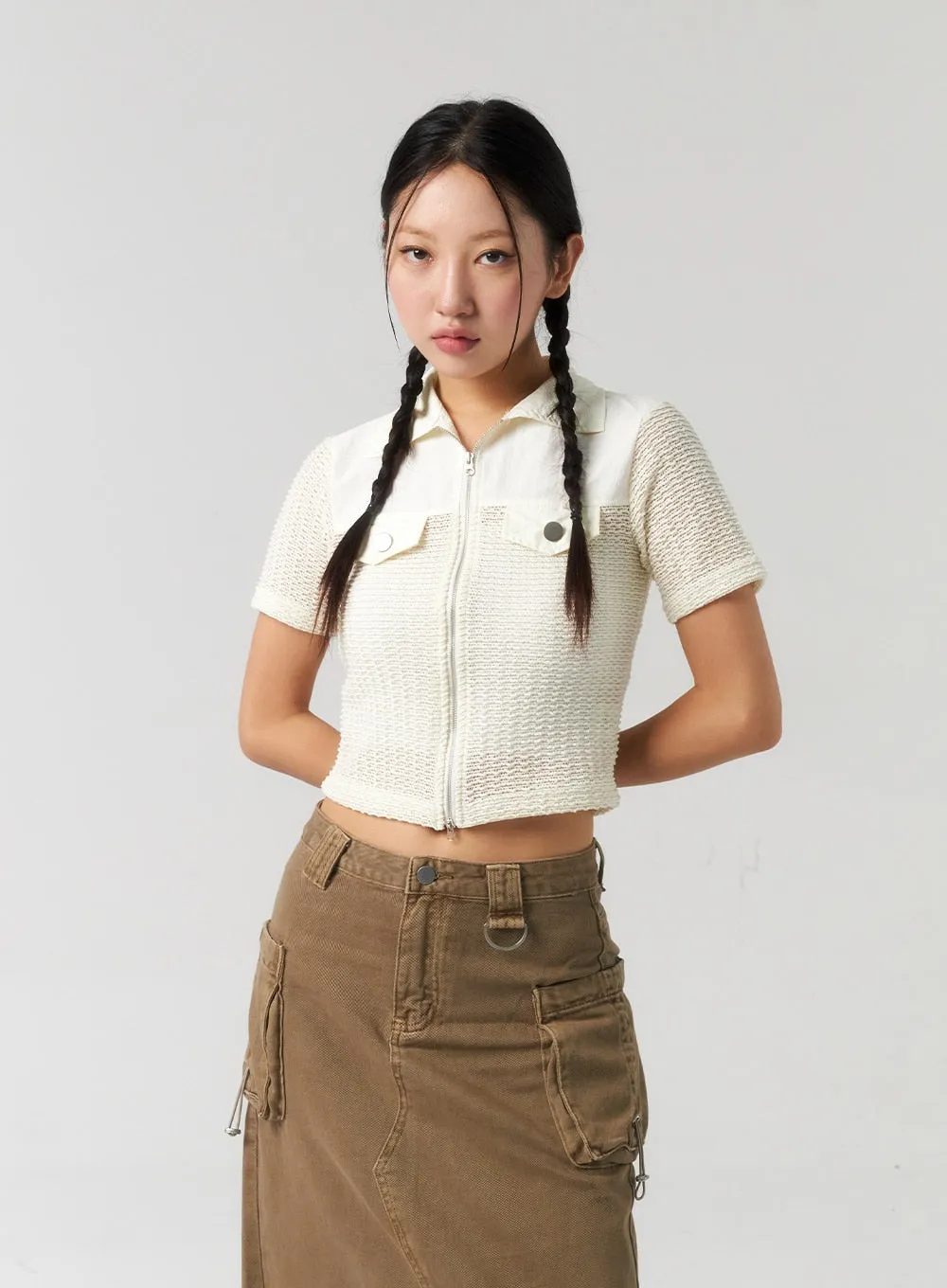 Mesh Zip-Up Top CU323 sold by Lewkin product image thumbnail 5