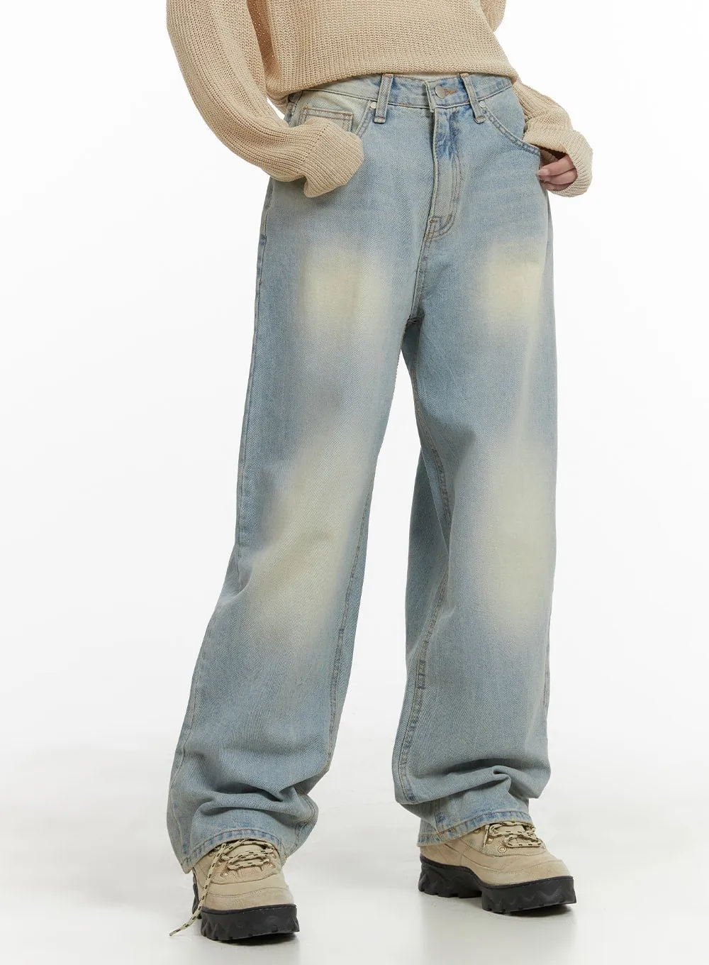 Light Washed Wide Leg Jeans CA403 sold by Lewkin