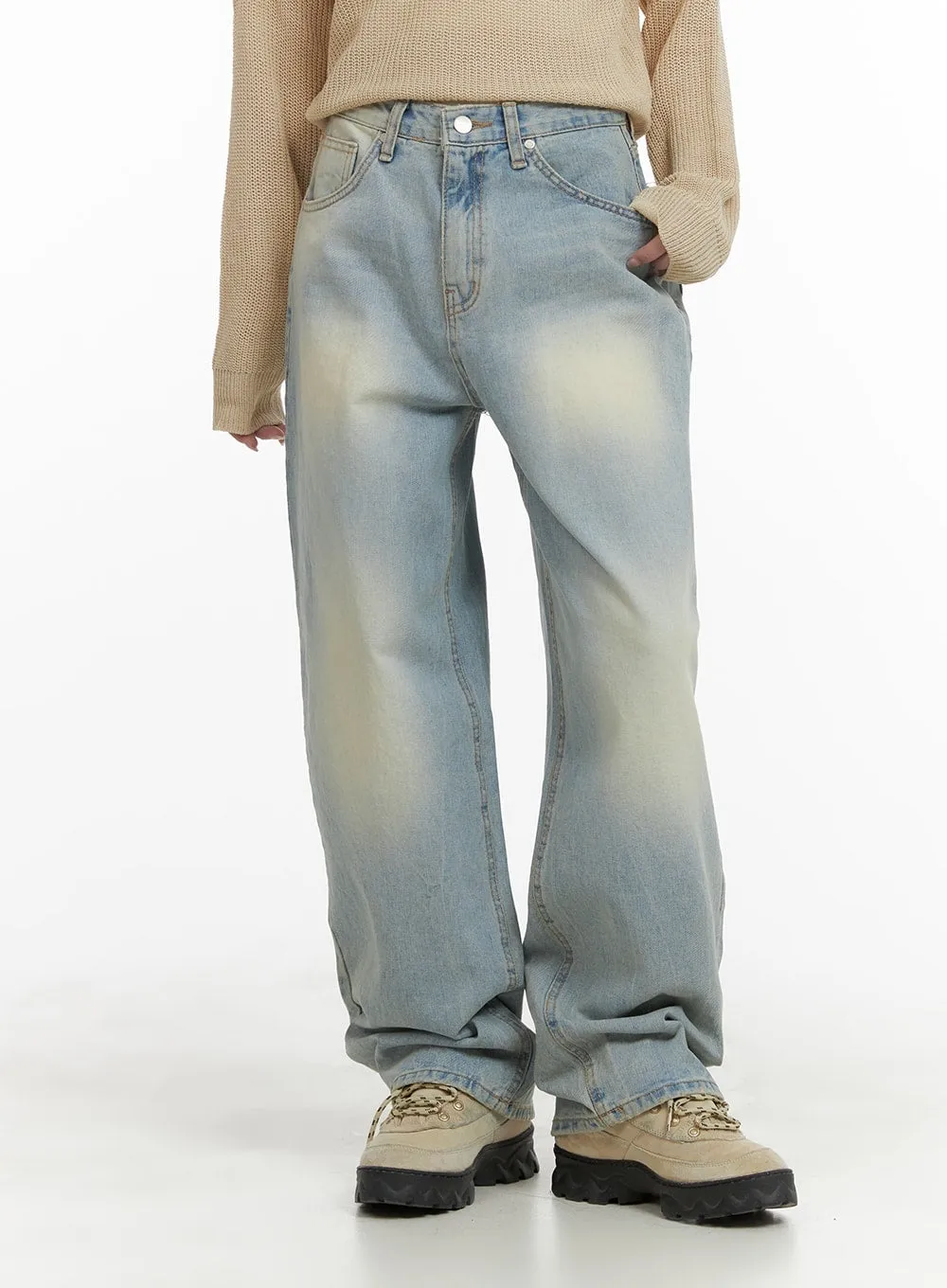 Light Washed Wide Leg Jeans CA403 sold by Lewkin product image thumbnail 5