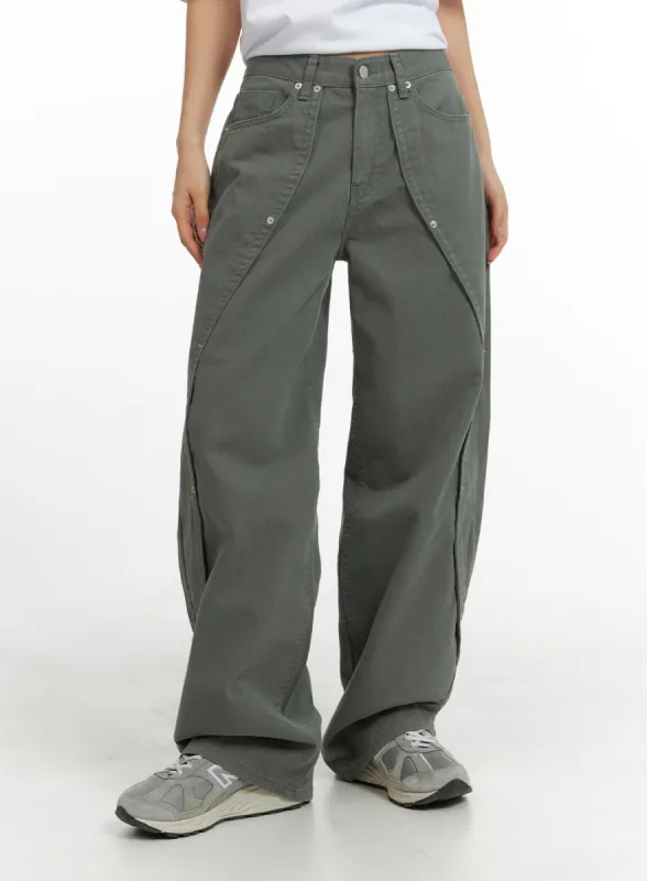 Studded Details Wide Leg Trousers CM419 sold by Lewkin