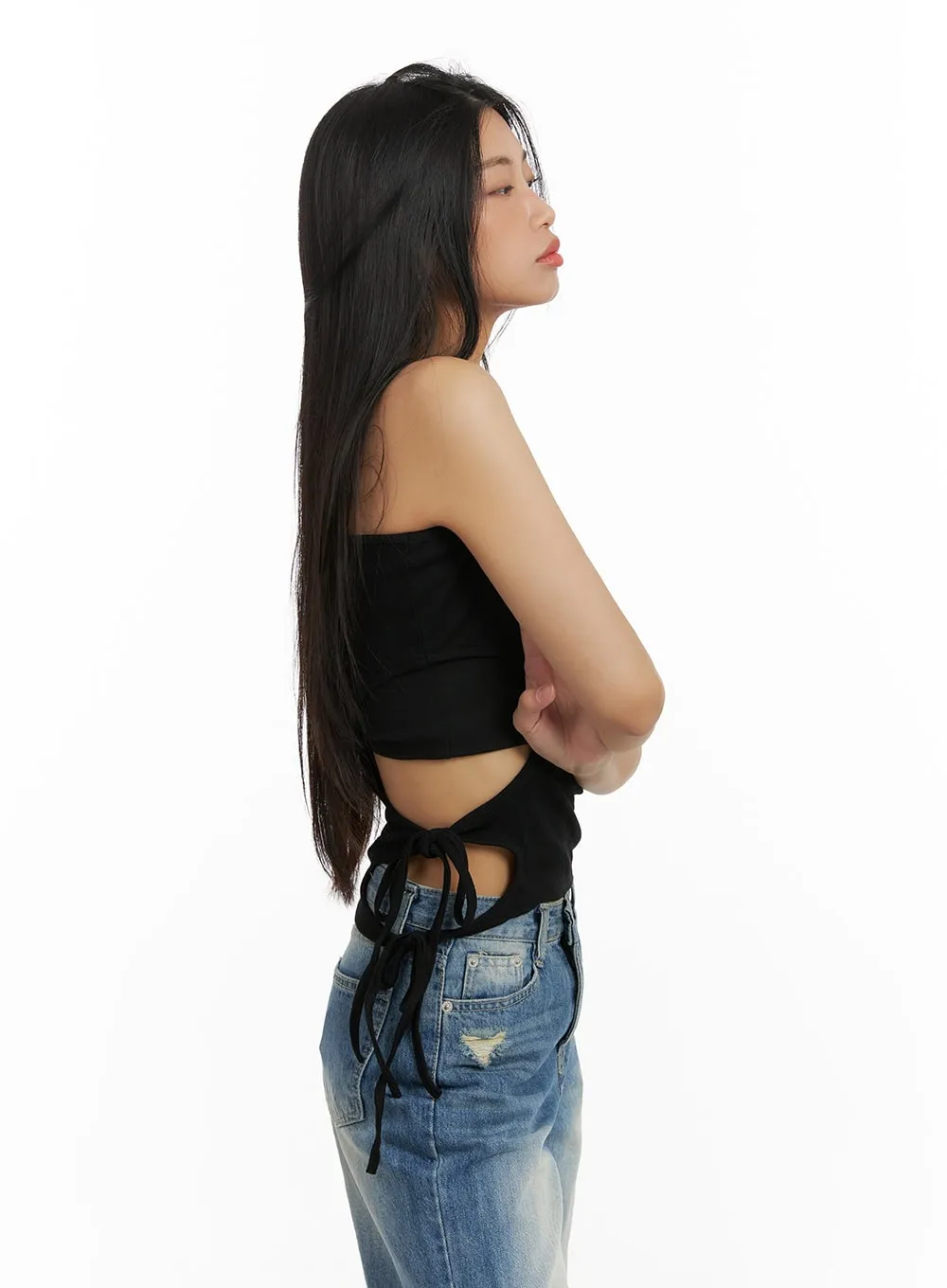 Side Cut Out Solid Cami Top CA424 sold by Lewkin product image thumbnail 3