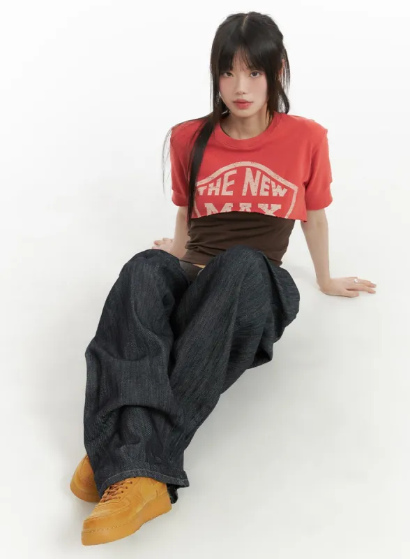 Lettering Cropped Tee CA418 sold by Lewkin